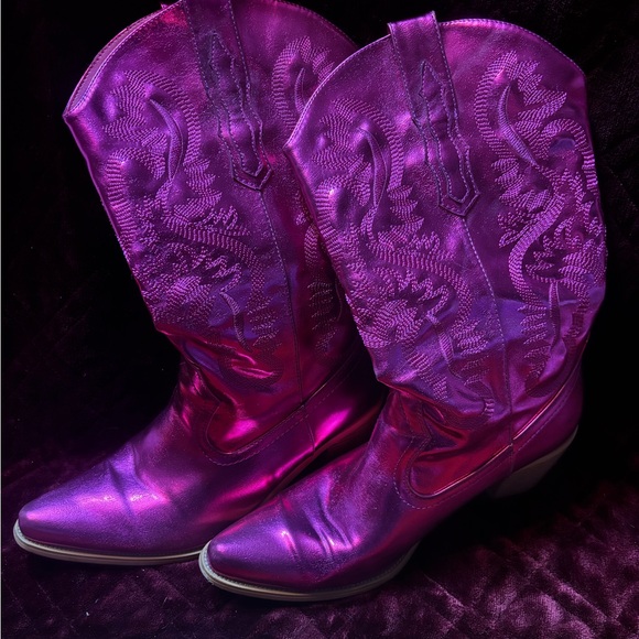 Billini Danilo Western Boots Fuchsia  metallic women’s 9.5 Cowboy - Picture 2 of 5